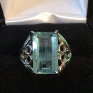Rare Genuine Aquamarine Ring 15mm by 8mm